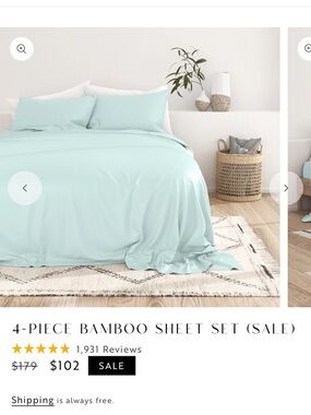 Bamboo 4-Piece Sheet Set in Light Aqua